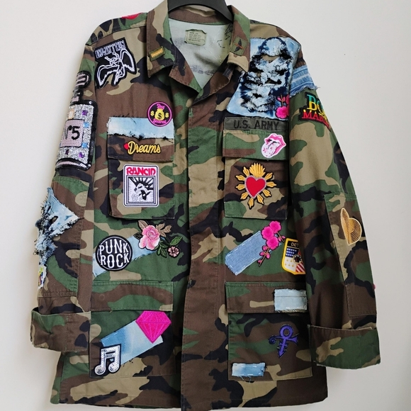 Handmade Jackets & Blazers - Ladies Large Long Fitted Camo With Patchwork Utility Jacket